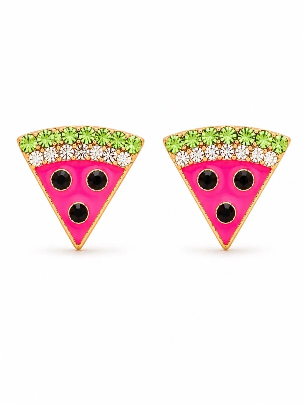 Kate Spade Picnic Perfect Watermelon Stud Earrings NWT Crystal Enamel Gold Tone